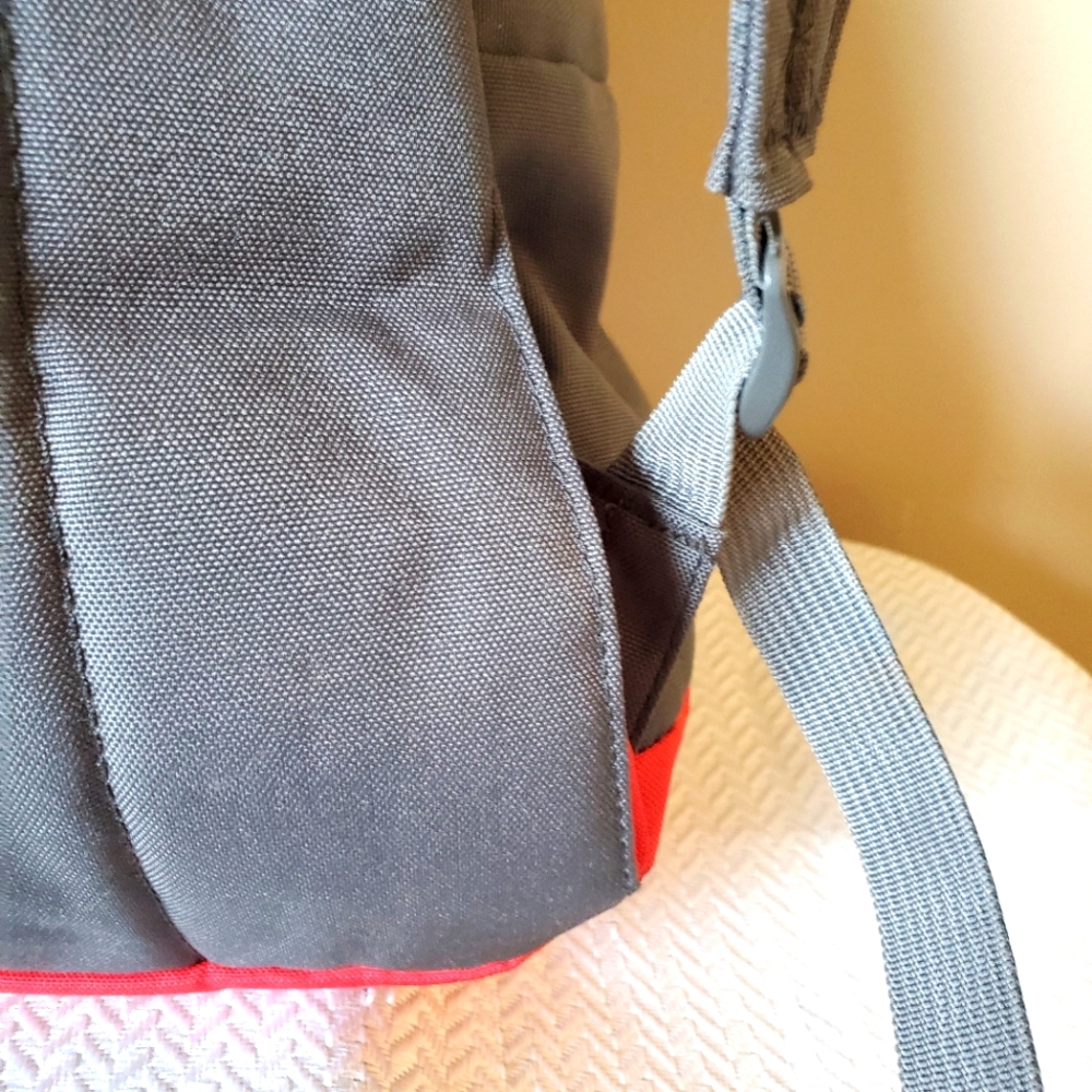 Jansport Grey Red Backpack Adjustable Straps School Hiking Pack Work - Picture 4 of 11